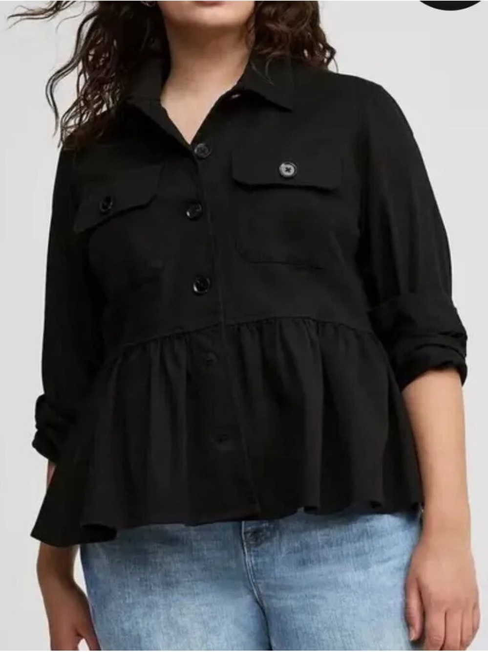 Torrid Black Button-Front Peplum Jacket Size 5